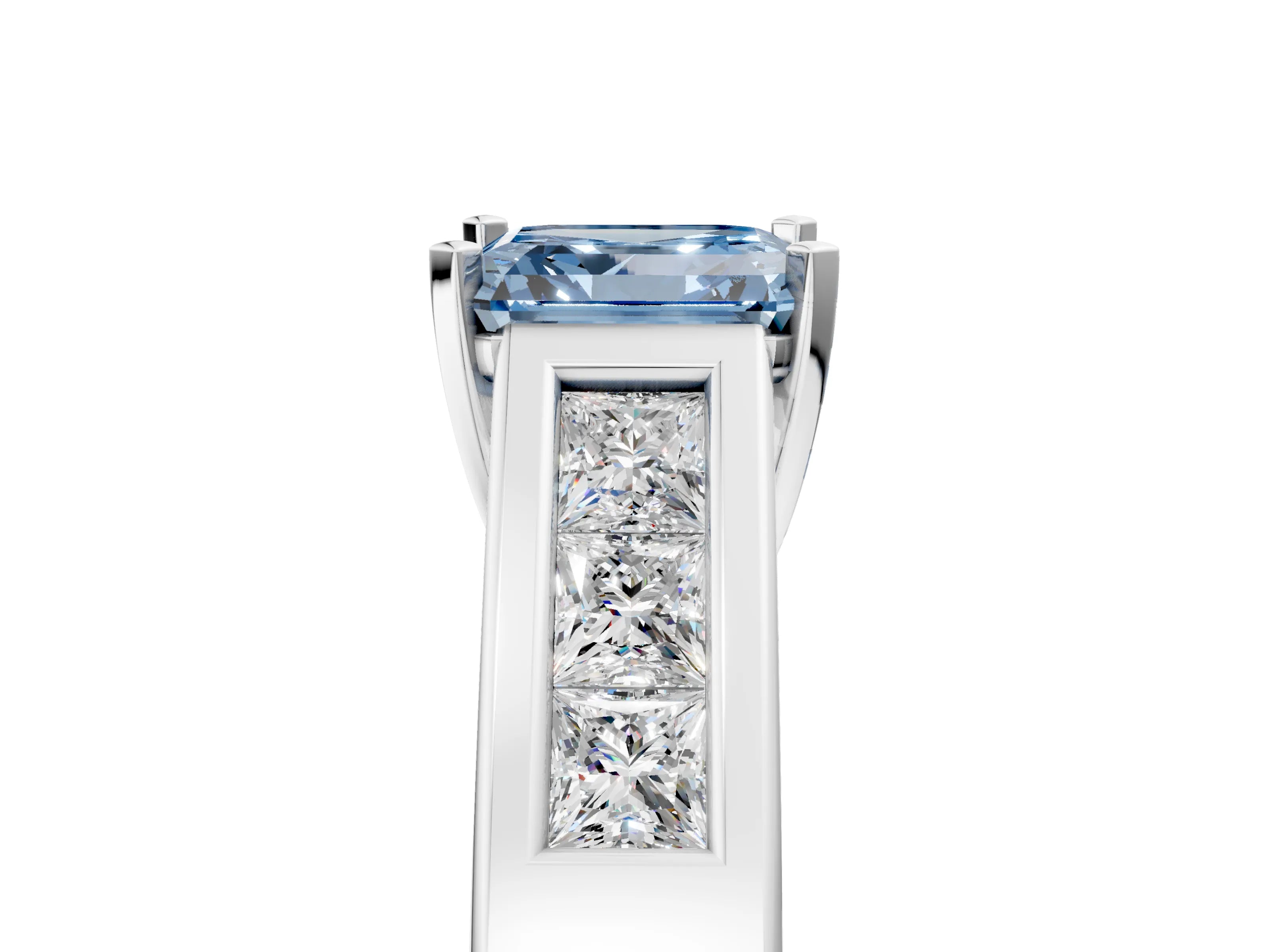 White gold Fancy Blue Asscher Cut Cut Channel Set Solitaire Ring with Four-Prong Setting_41