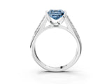 White gold Fancy Blue Asscher Cut Cut Diamond Channel Set Pave Band with Tension Prong Setting_3