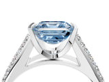White gold Fancy Blue Asscher Cut Cut Diamond Channel Set Pave Band with Tension Prong Setting_4