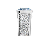 White gold Fancy Blue Asscher Cut Cut Diamond Channel Set Pave Band with Tension Prong Setting_5