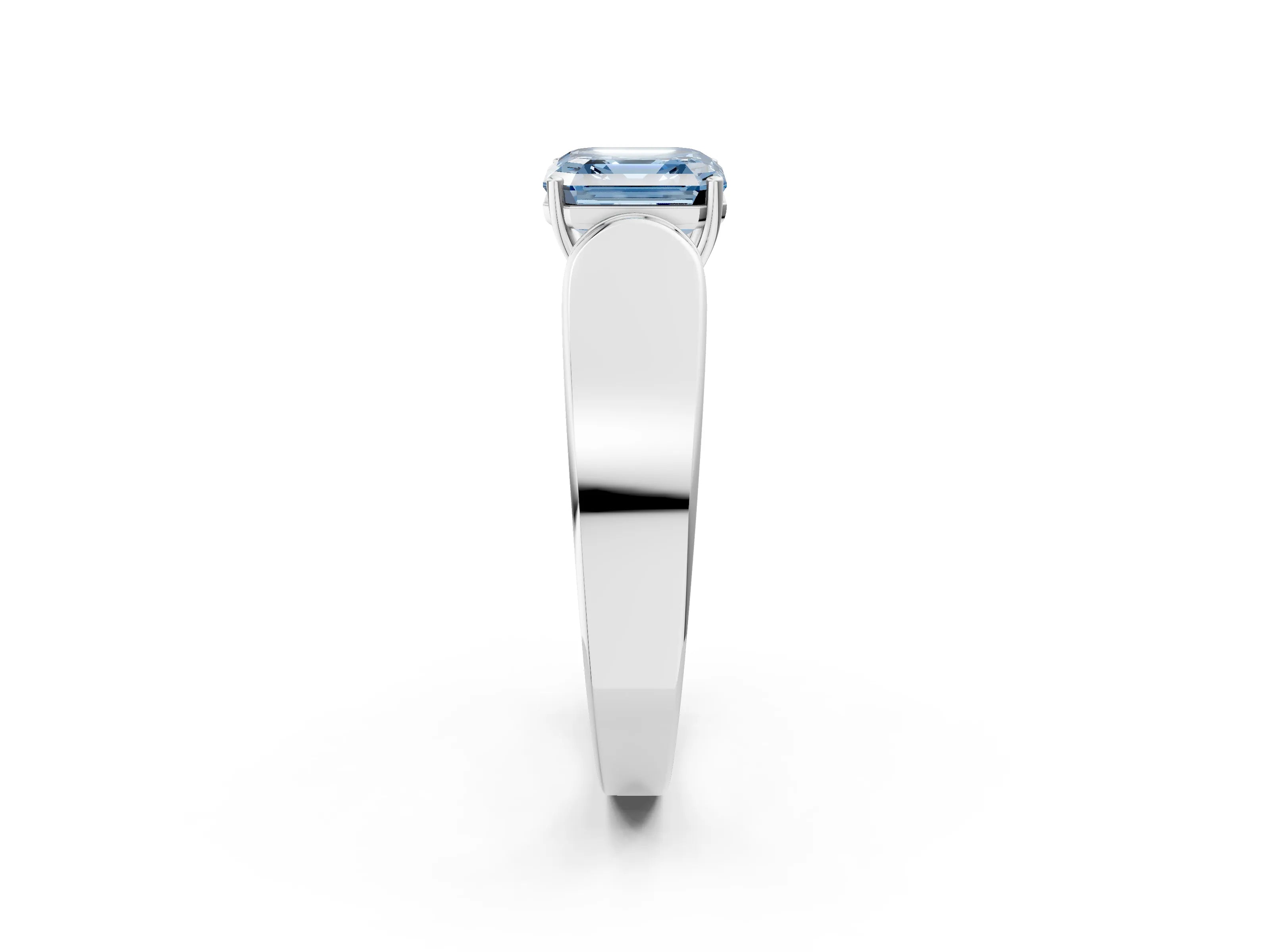 White gold Fancy Blue Asscher Cut Cut Diamond Channel Set Solitaire Ring with Four-Prong Setting_104