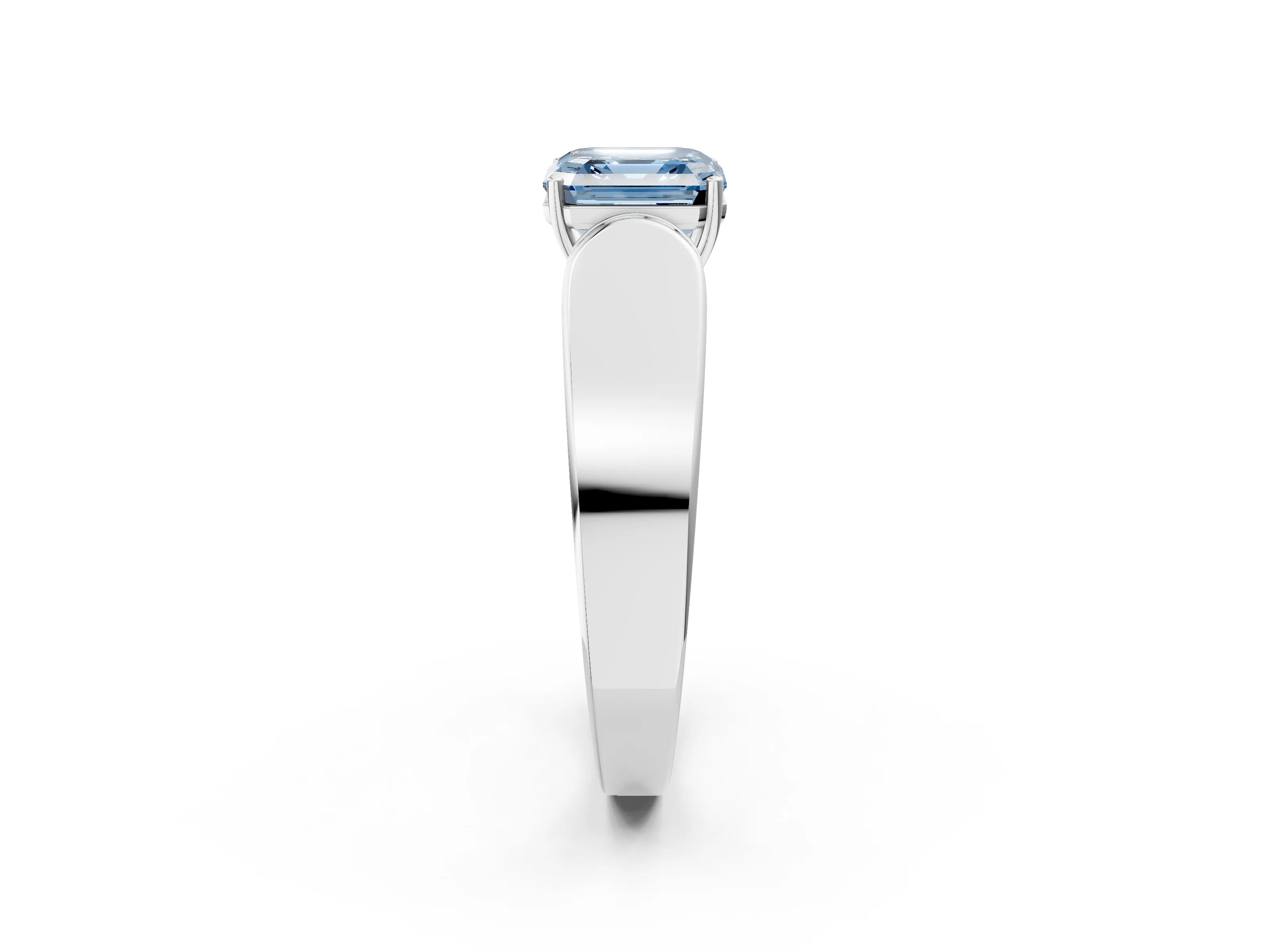 White gold Fancy Blue Asscher Cut Cut Diamond Channel Set Solitaire Ring with Four-Prong Setting_2