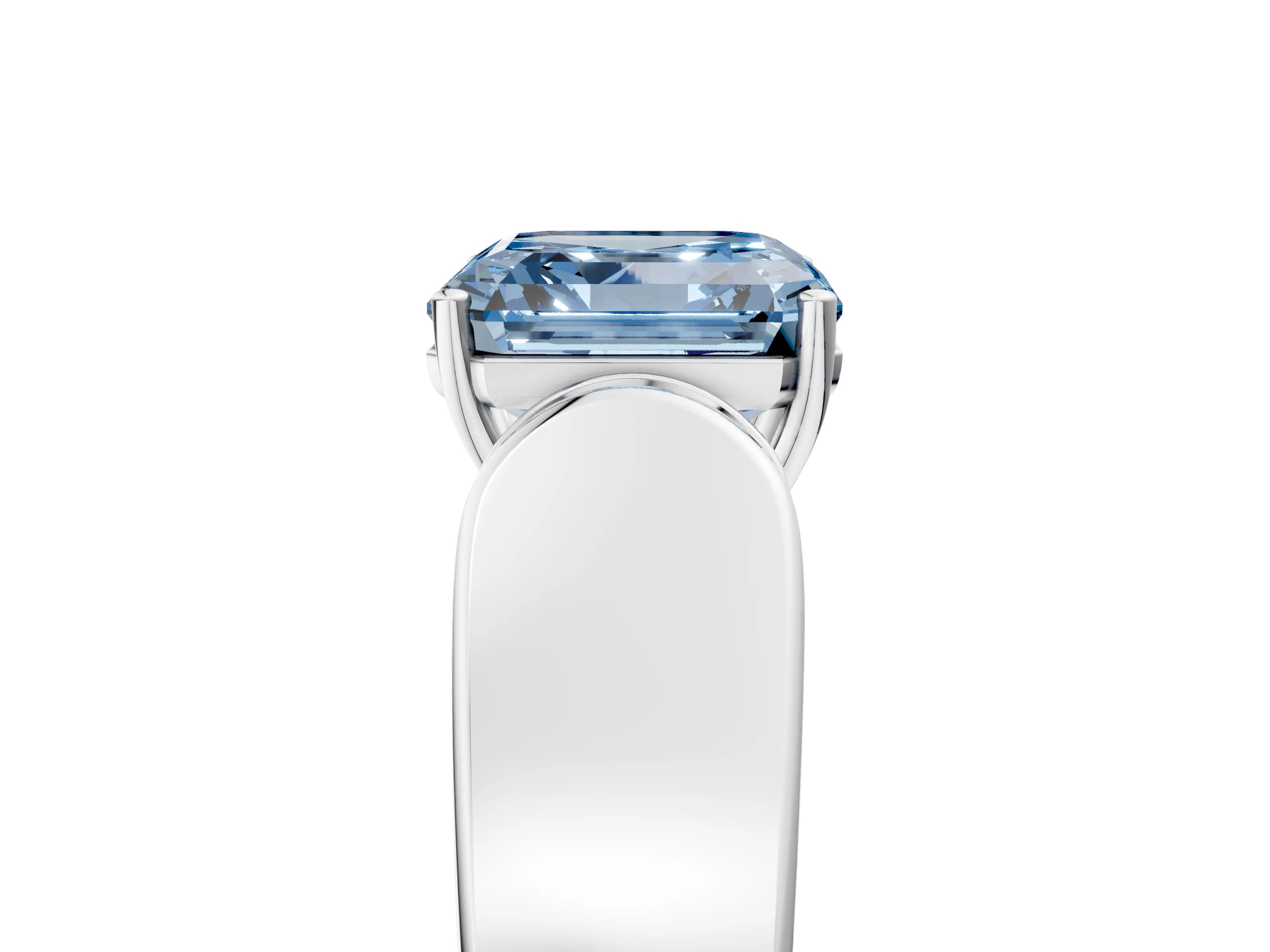 White gold Fancy Blue Asscher Cut Cut Diamond Channel Set Solitaire Ring with Four-Prong Setting_5