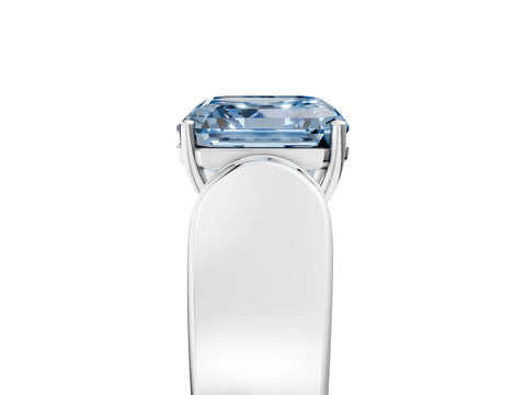 White gold Fancy Blue Asscher Cut Cut Diamond Channel Set Solitaire Ring with Four-Prong Setting_5