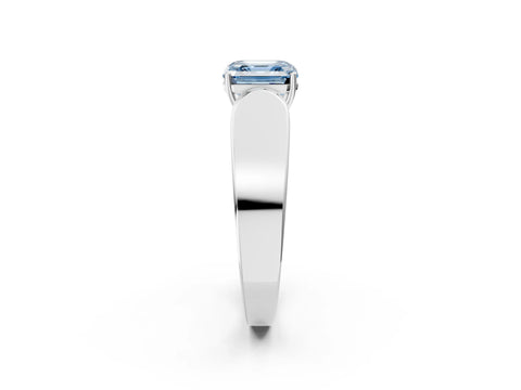 White gold Fancy Blue Asscher Cut Cut Diamond Channel Set Solitaire Ring with Four-Prong Setting_62