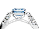 White gold Fancy Blue Asscher Cut Cut Diamond Channel Set Solitaire Ring with Four-Prong Setting_64