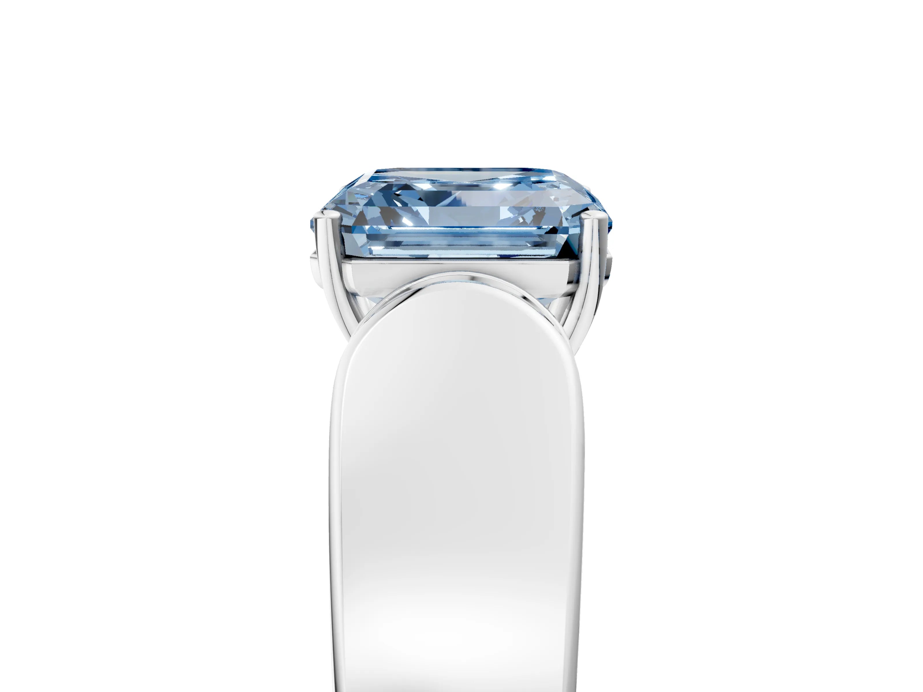 White gold Fancy Blue Asscher Cut Cut Diamond Channel Set Solitaire Ring with Four-Prong Setting_65