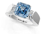 White gold Fancy Blue Asscher Cut Cut Diamond Channel Set Solitaire Ring with Four-Prong Setting_85
