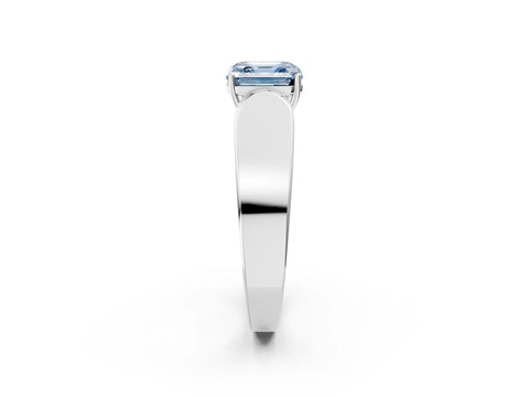 White gold Fancy Blue Asscher Cut Cut Diamond Channel Set Solitaire Ring with Four-Prong Setting_98