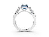 White gold Fancy Blue Asscher Cut Cut Diamond Channel Set Solitaire Ring with Four-Prong Setting_99