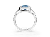 White gold Fancy Blue Asscher Cut Cut Diamond Halo Engagement Ring with Open Split Pavé Band_3