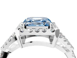 White gold Fancy Blue Asscher Cut Cut Diamond Halo Engagement Ring with Open Split Pavé Band_4