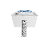 White gold Fancy Blue Asscher Cut-Cut Diamond Halo Engagement Ring with Pave Band and Prong Setting_5