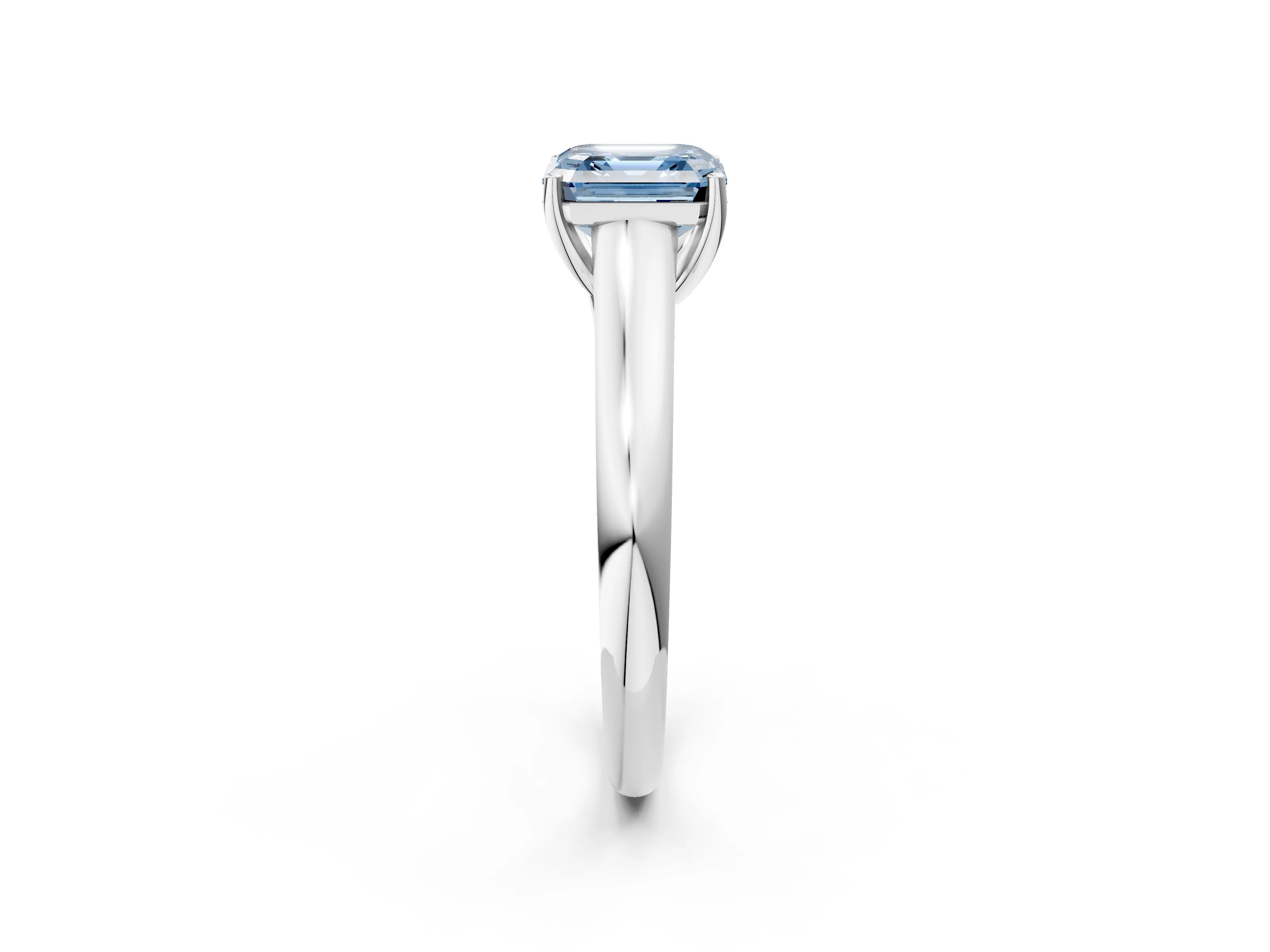 White gold Fancy Blue Asscher Cut Cut Diamond Solitaire Engagement Ring with Tapered Plain Band and Four-Prong Setting_14
