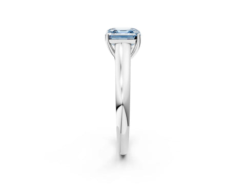White gold Fancy Blue Asscher Cut Cut Diamond Solitaire Engagement Ring with Tapered Plain Band and Four-Prong Setting_14