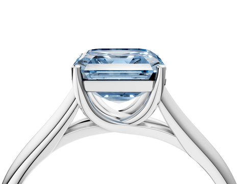 White gold Fancy Blue Asscher Cut Cut Diamond Solitaire Engagement Ring with Tapered Plain Band and Four-Prong Setting_16