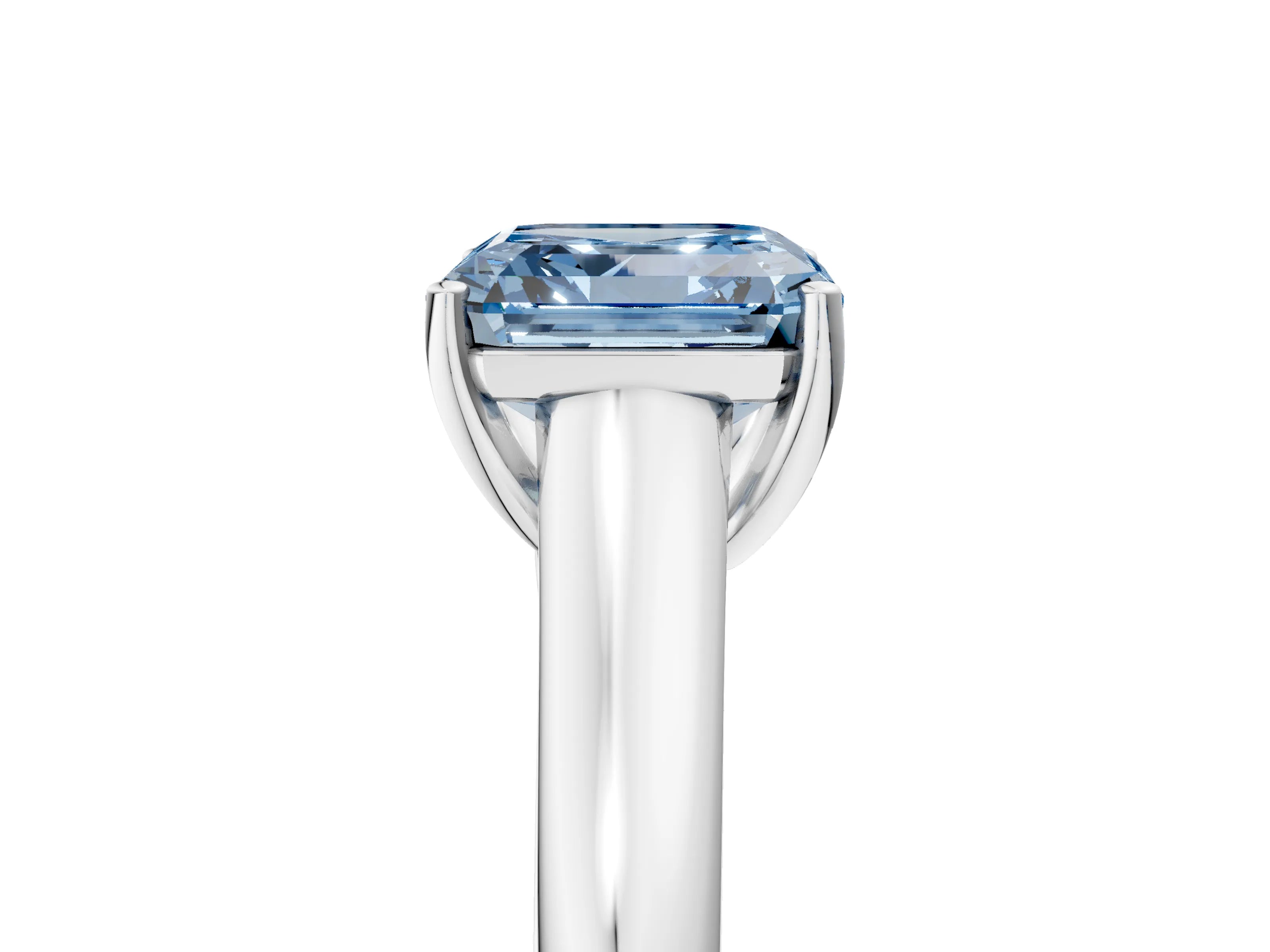 White gold Fancy Blue Asscher Cut Cut Diamond Solitaire Engagement Ring with Tapered Plain Band and Four-Prong Setting_17