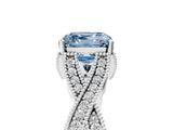 White gold Fancy Blue Asscher Cut Cut Diamond Twisted Band with Milgrain Pave Setting and Four-Prong Setting_17
