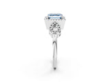 White gold Fancy Blue Asscher Cut Cut Halo Diamond Infinity Band with Four-Prong Setting_2