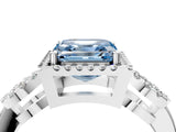 White gold Fancy Blue Asscher Cut Cut Halo Diamond Infinity Band with Four-Prong Setting_4