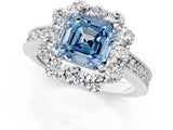 White gold Fancy Blue Asscher Cut Cut Halo Diamond Pavé Engagement Ring with Milgrain Detailing_13