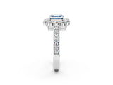White gold Fancy Blue Asscher Cut Cut Halo Diamond Pavé Engagement Ring with Milgrain Detailing_14