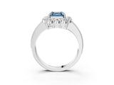 White gold Fancy Blue Asscher Cut Cut Halo Diamond Pavé Engagement Ring with Milgrain Detailing_15