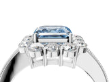 White gold Fancy Blue Asscher Cut Cut Halo Diamond Pavé Engagement Ring with Milgrain Detailing_16