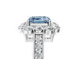 White gold Fancy Blue Asscher Cut Cut Halo Diamond Pavé Engagement Ring with Milgrain Detailing_17