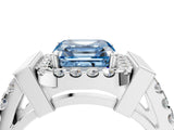 White gold Fancy Blue Asscher Cut Cut Halo Split Shank Prong Set Ring_4
