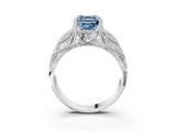White gold Fancy Blue Asscher Cut Cut Milgrain Pave Diamond Engagement Ring with Four-Prong Setting_18