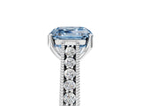 White gold Fancy Blue Asscher Cut Cut Pave Band Milgrain Solitaire Ring_5