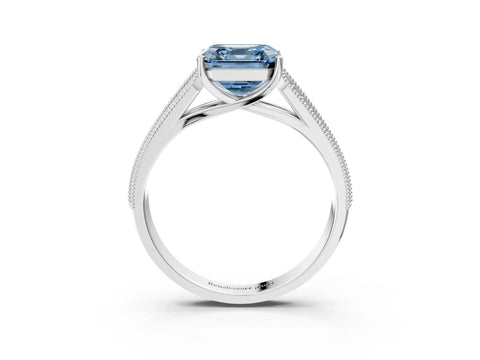 White gold Fancy Blue Asscher Cut Cut Pave Split Shank Engagement Ring with Four-Prong Setting_15