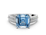 White gold Fancy Blue Asscher Cut Cut Pave Split Shank Engagement Ring with Four-Prong Setting_48