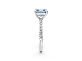 White gold Fancy Blue Asscher Cut Diamond Brilliant Solitaire Ring with Pavé Band and Four-Prong Setting_26