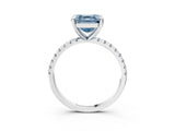 White gold Fancy Blue Asscher Cut Diamond Brilliant Solitaire Ring with Pavé Band and Four-Prong Setting_27