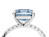 White gold Fancy Blue Asscher Cut Diamond Brilliant Solitaire Ring with Pavé Band and Four-Prong Setting_28