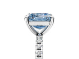 White gold Fancy Blue Asscher Cut Diamond Brilliant Solitaire Ring with Pavé Band and Four-Prong Setting_29