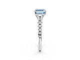 White gold Fancy Blue Asscher Cut Diamond Cathedral Solitaire Ring with Round  Pavé Band_72