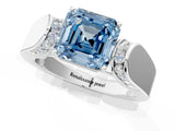 White gold Fancy Blue Asscher Cut Diamond Channel Set Solitaire Ring with Four-Prong Setting_50