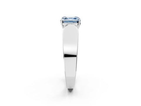 White gold Fancy Blue Asscher Cut Diamond Channel Set Solitaire Ring with Four-Prong Setting_51