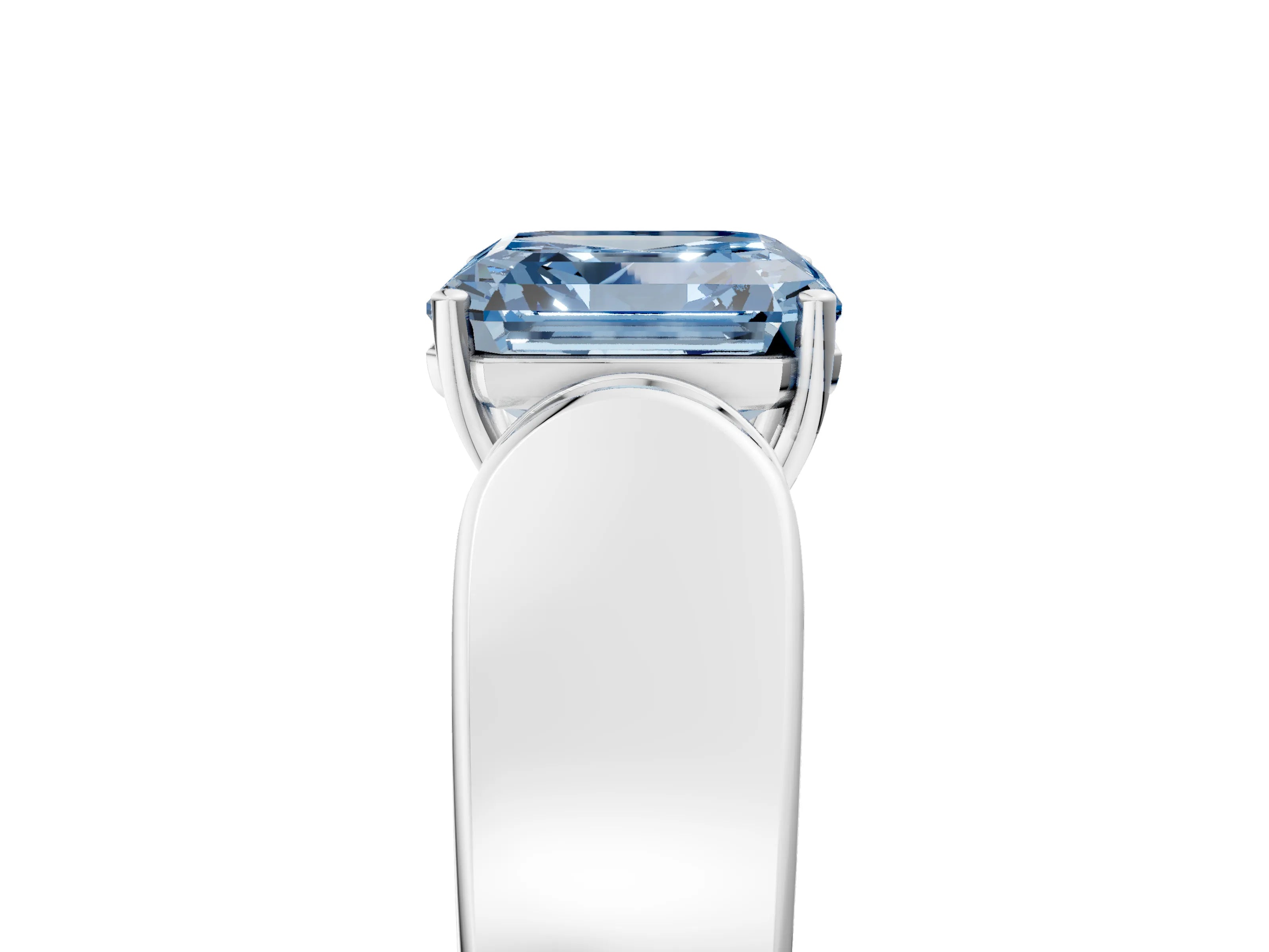 White gold Fancy Blue Asscher Cut Diamond Channel Set Solitaire Ring with Four-Prong Setting_54