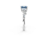White gold Fancy Blue Asscher Cut Diamond Cluster Pavé Band with Four-Prong Setting_26