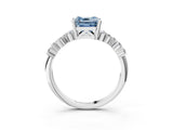 White gold Fancy Blue Asscher Cut Diamond Cluster Pavé Band with Four-Prong Setting_27