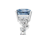 White gold Fancy Blue Asscher Cut Diamond Cluster Pavé Band with Four-Prong Setting_29