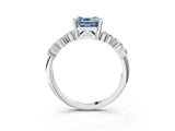 White gold Fancy Blue Asscher Cut Diamond Cluster Pavé Band with Four-Prong Setting_6