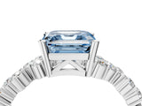White gold Fancy Blue Asscher Cut Diamond Cluster Pavé Band with Four-Prong Setting_7