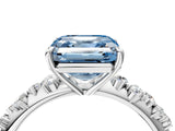 White gold Fancy Blue Asscher Cut Diamond Cluster Side Stone Solitaire Ring with Prong Setting_115