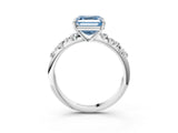 White gold Fancy Blue Asscher Cut Diamond Cluster Side Stone Solitaire Ring with Prong Setting_115
