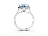 White gold Fancy Blue Asscher Cut Diamond Cushion Halo Ring with Pavé Band_27